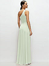 Rear View Thumbnail - Mint Green Chiffon One-Shoulder Maxi Dress with Circle Skirt
