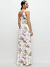 Rear View Thumbnail - Butterfly Botanica Ivory Chiffon One-Shoulder Maxi Dress with Circle Skirt