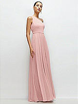 Side View Thumbnail - Rose Chiffon One-Shoulder Maxi Dress with Circle Skirt