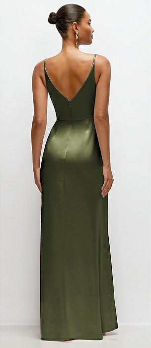 green emerald velvet dress Waldin Long Sleeve Mini Dress Olive main image 1