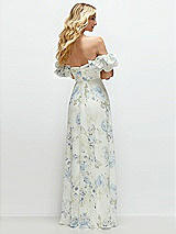 Side View Thumbnail - Bleu Garden Dramatic Ruffle Edge Strap Chiffon Maxi Dress