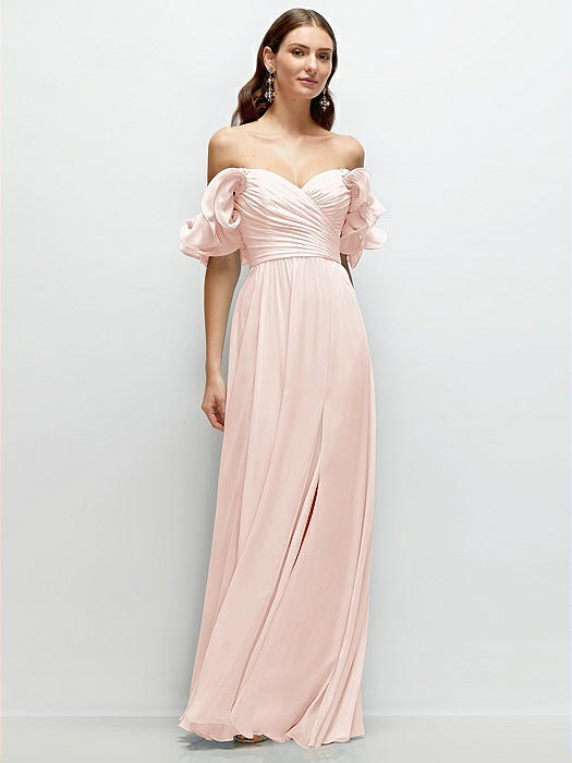 Dramatic Ruffle Edge Strap Chiffon Maxi Dress