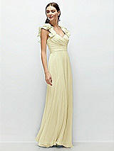 Alt View 3 Thumbnail - Butter Yellow Dramatic Ruffle Edge Strap Chiffon Maxi Dress