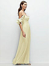 Rear View Thumbnail - Butter Yellow Dramatic Ruffle Edge Strap Chiffon Maxi Dress