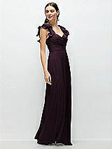 Alt View 3 Thumbnail - Deep Plum Dramatic Ruffle Edge Strap Chiffon Maxi Dress