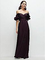 Front View Thumbnail - Deep Plum Dramatic Ruffle Edge Strap Chiffon Maxi Dress