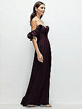 Rear View Thumbnail - Deep Plum Dramatic Ruffle Edge Strap Chiffon Maxi Dress