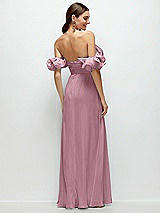 Side View Thumbnail - Dusty Pink Dramatic Ruffle Edge Strap Chiffon Maxi Dress