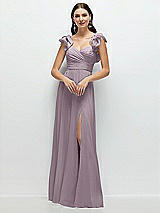 Alt View 1 Thumbnail - Lilac Dusk Dramatic Ruffle Edge Strap Chiffon Maxi Dress