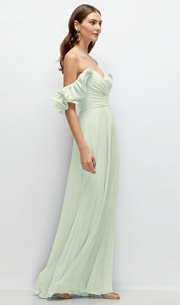 Back View - Mint Green Dramatic Ruffle Edge Strap Chiffon Maxi Dress