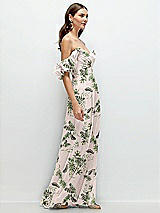 Rear View Thumbnail - Palm Beach Print Dramatic Ruffle Edge Strap Chiffon Maxi Dress