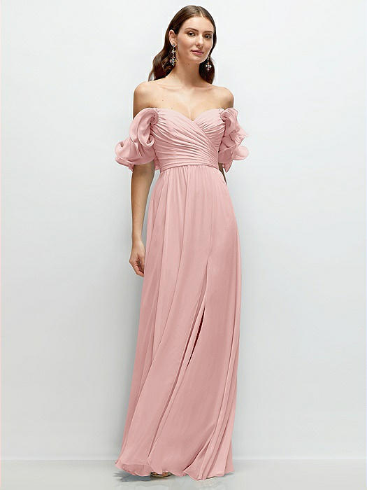 Dramatic Ruffle Edge Strap Chiffon Maxi Dress
