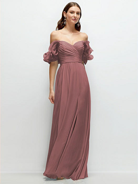 Dramatic Ruffle Edge Strap Chiffon Maxi Dress