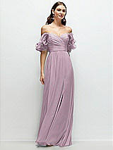 Front View Thumbnail - Suede Rose Dramatic Ruffle Edge Strap Chiffon Maxi Dress