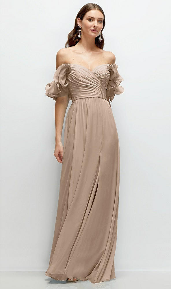 Front View - Topaz Dramatic Ruffle Edge Strap Chiffon Maxi Dress