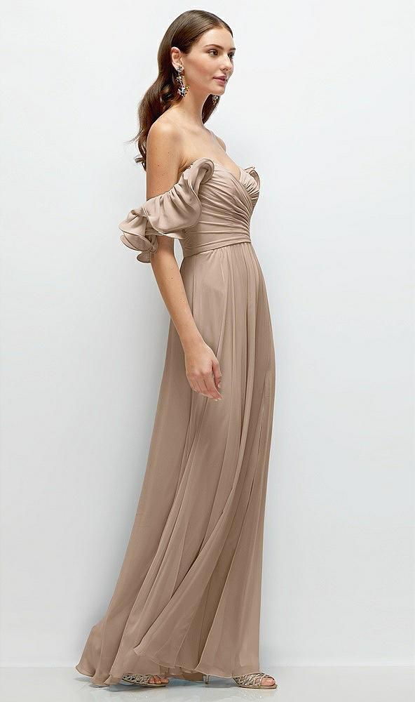 Back View - Topaz Dramatic Ruffle Edge Strap Chiffon Maxi Dress