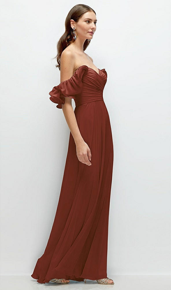 Back View - Auburn Moon Dramatic Ruffle Edge Strap Chiffon Maxi Dress