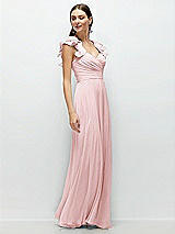 Alt View 3 Thumbnail - Ballet Pink Dramatic Ruffle Edge Strap Chiffon Maxi Dress