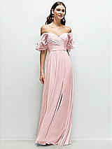 Front View Thumbnail - Ballet Pink Dramatic Ruffle Edge Strap Chiffon Maxi Dress