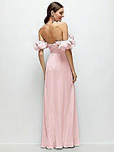 Side View Thumbnail - Ballet Pink Dramatic Ruffle Edge Strap Chiffon Maxi Dress