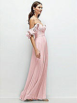Rear View Thumbnail - Ballet Pink Dramatic Ruffle Edge Strap Chiffon Maxi Dress