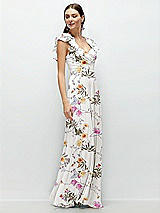 Alt View 3 Thumbnail - Butterfly Botanica Ivory Dramatic Ruffle Edge Strap Chiffon Maxi Dress