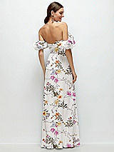 Side View Thumbnail - Butterfly Botanica Ivory Dramatic Ruffle Edge Strap Chiffon Maxi Dress