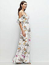 Rear View Thumbnail - Butterfly Botanica Ivory Dramatic Ruffle Edge Strap Chiffon Maxi Dress