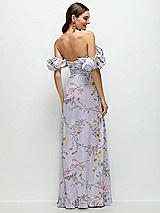 Side View Thumbnail - Butterfly Botanica Silver Dove Dramatic Ruffle Edge Strap Chiffon Maxi Dress