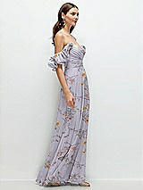 Rear View Thumbnail - Butterfly Botanica Silver Dove Dramatic Ruffle Edge Strap Chiffon Maxi Dress