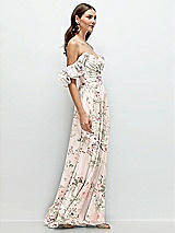 Rear View Thumbnail - Blush Garden Dramatic Ruffle Edge Strap Chiffon Maxi Dress
