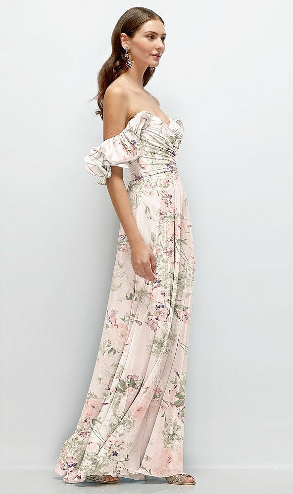 Back View - Blush Garden Dramatic Ruffle Edge Strap Chiffon Maxi Dress