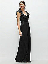 Alt View 3 Thumbnail - Black Dramatic Ruffle Edge Strap Chiffon Maxi Dress