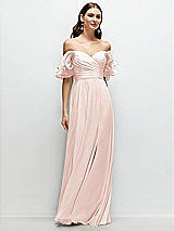 Front View Thumbnail - Blush Dramatic Ruffle Edge Strap Chiffon Maxi Dress