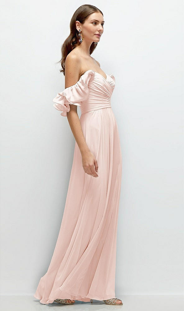 Back View - Blush Dramatic Ruffle Edge Strap Chiffon Maxi Dress