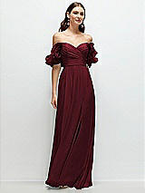 Front View Thumbnail - Cabernet Dramatic Ruffle Edge Strap Chiffon Maxi Dress