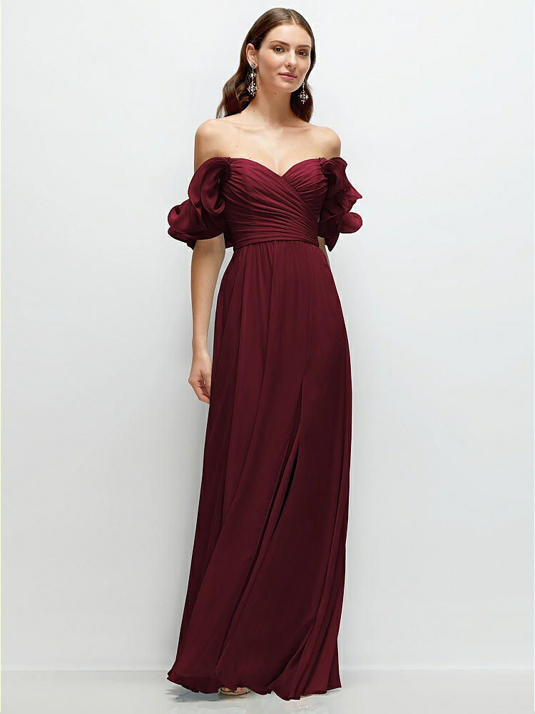 Convertible Ruffle Strap Chiffon Maxi Bridesmaid Dress With Full