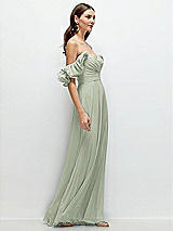 Rear View Thumbnail - Celadon Dramatic Ruffle Edge Strap Chiffon Maxi Dress