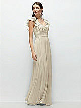 Alt View 3 Thumbnail - Champagne Dramatic Ruffle Edge Strap Chiffon Maxi Dress