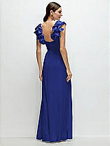 Alt View 2 Thumbnail - Cobalt Blue Dramatic Ruffle Edge Strap Chiffon Maxi Dress