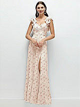 Alt View 1 Thumbnail - Coquette Floral Print Dramatic Ruffle Edge Strap Chiffon Maxi Dress