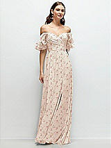 Front View Thumbnail - Coquette Floral Print Dramatic Ruffle Edge Strap Chiffon Maxi Dress