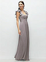 Alt View 3 Thumbnail - Cashmere Gray Dramatic Ruffle Edge Strap Chiffon Maxi Dress