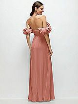Side View Thumbnail - Desert Rose Dramatic Ruffle Edge Strap Chiffon Maxi Dress