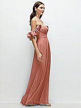 Rear View Thumbnail - Desert Rose Dramatic Ruffle Edge Strap Chiffon Maxi Dress