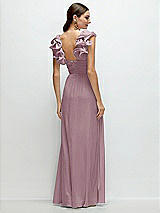 Alt View 2 Thumbnail - Dusty Rose Dramatic Ruffle Edge Strap Chiffon Maxi Dress