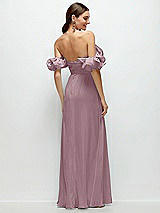 Side View Thumbnail - Dusty Rose Dramatic Ruffle Edge Strap Chiffon Maxi Dress