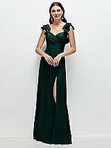 Alt View 1 Thumbnail - Evergreen Dramatic Ruffle Edge Strap Chiffon Maxi Dress