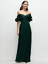 Front View Thumbnail - Evergreen Dramatic Ruffle Edge Strap Chiffon Maxi Dress