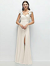 Alt View 1 Thumbnail - Ivory Dramatic Ruffle Edge Strap Chiffon Maxi Dress